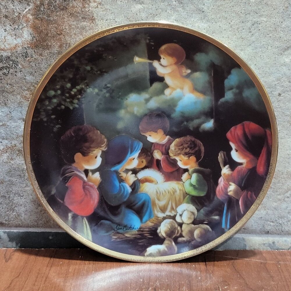 Precious Moments Come Let Us Adore Him Collector Plate Sam Butcher Hamilton Coll